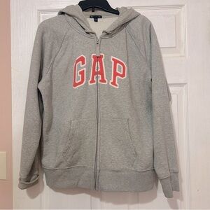 GAP Full Zip Front Hoodie Women’s Size XL Gray Pink